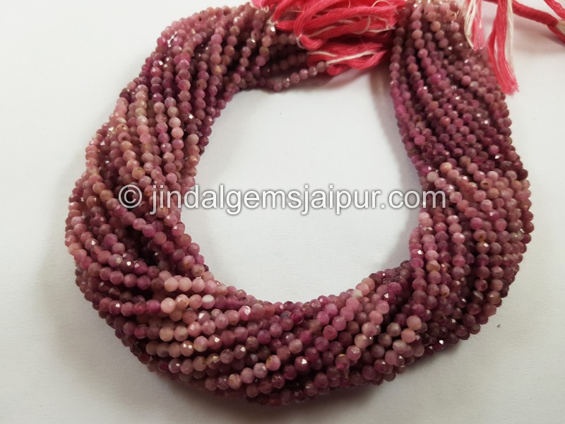 Pink Tourmaline Shaded Micro Cut Round Beads